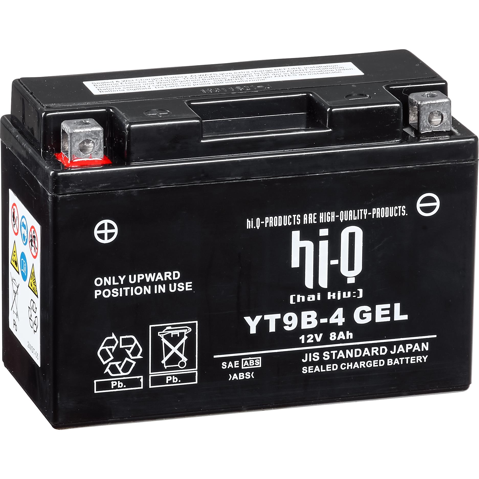 batteria Hi-Q AGM Gel sigillata HT9B-4, 12V, 8Ah (YT9B-4, YT9B-