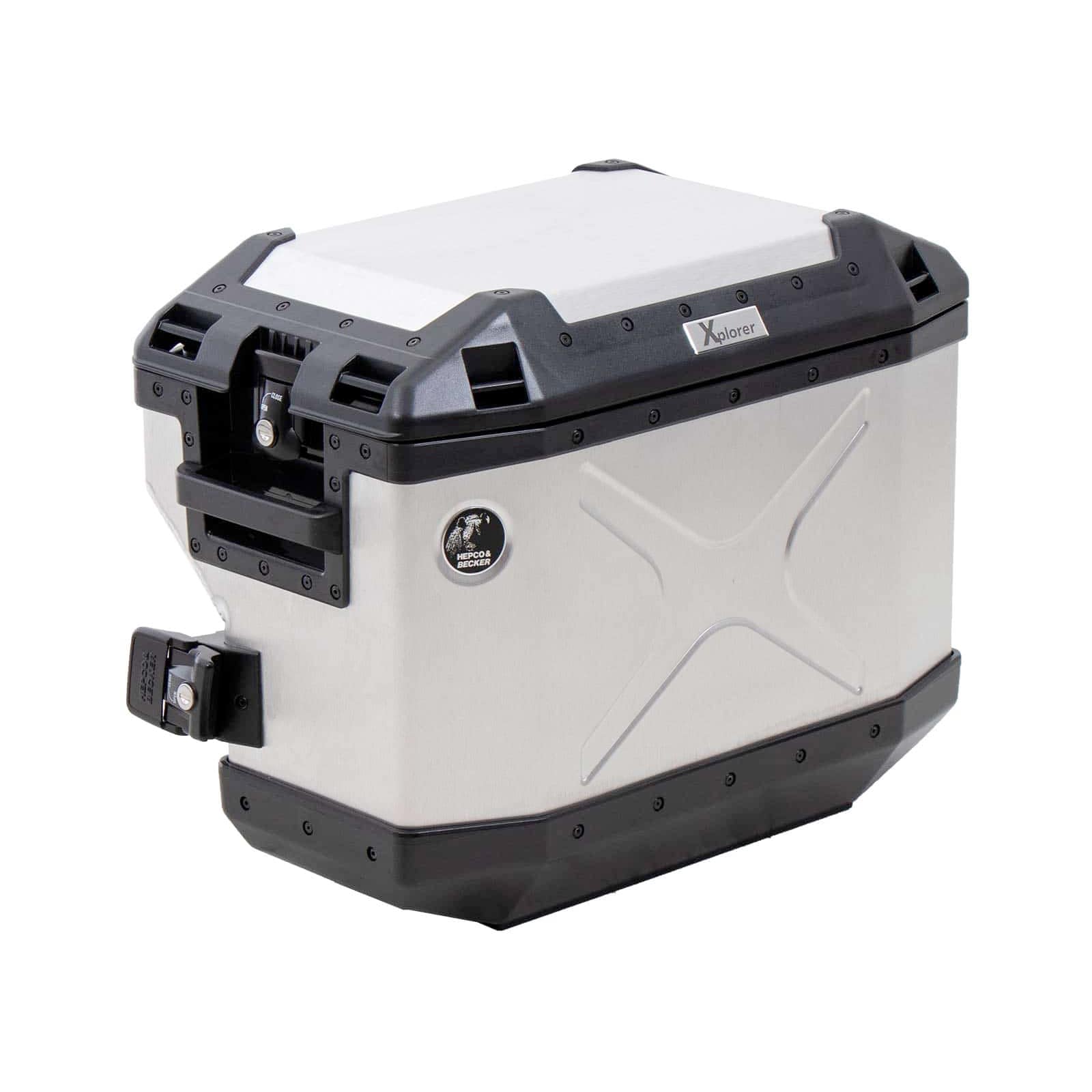 Hepco & Becker valise unique Xplorer cutout alu 37 argent droite