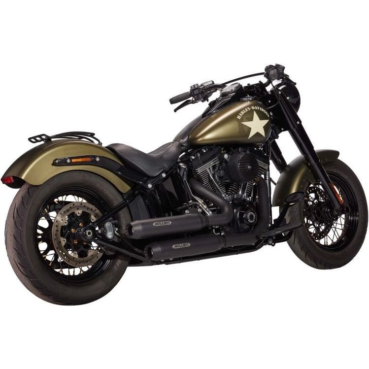 Miller Exhaust Auspuff Tapered Offset 2-1 schwarz für Softail 2000-2017 - Motorradteile & Ersatzteile - Auspuff