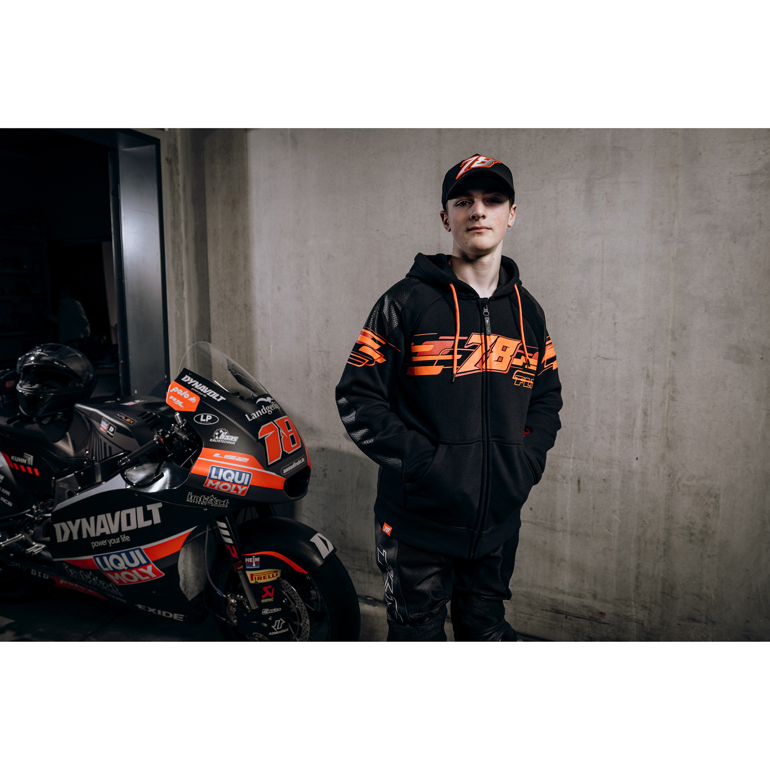 FLM-Drift Sport Hoodie mit Protektoren schwarz/rot S-2016641999044008