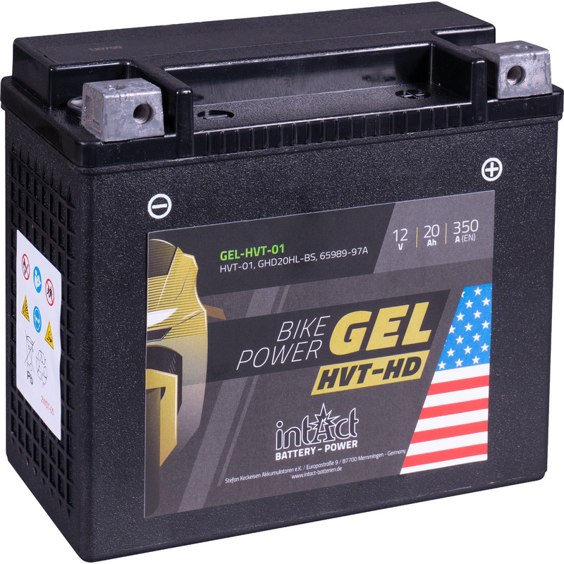 intAct Bike Power GEL Batterie HVT-01 (GHD20HL-BS), 12V, 20AH