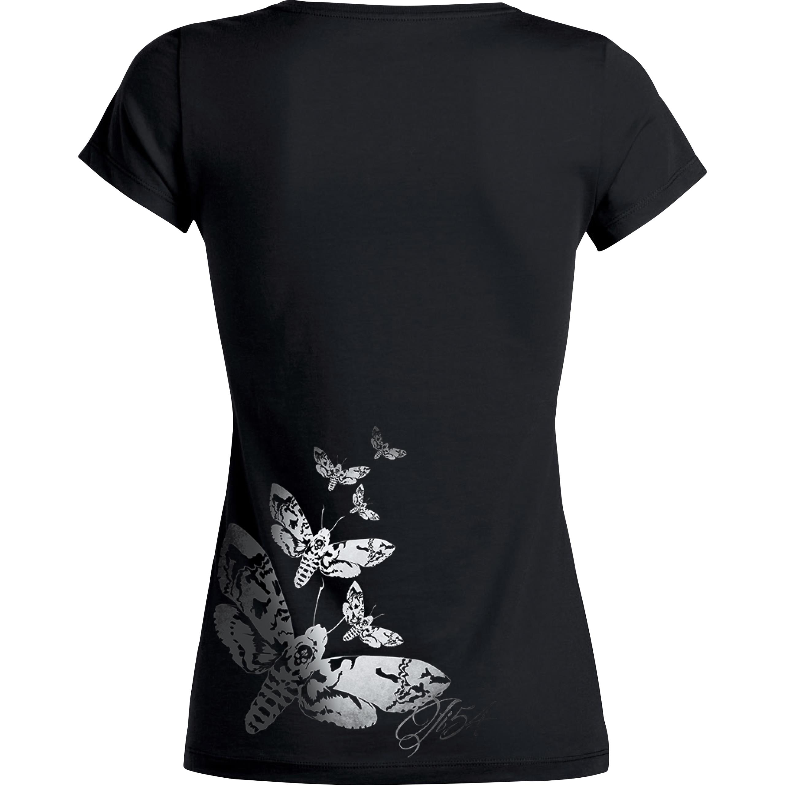 Jack's Inn 54-Damen T-Shirt Girlie "Mariposa Muerto" schwarz S-8018581999001108