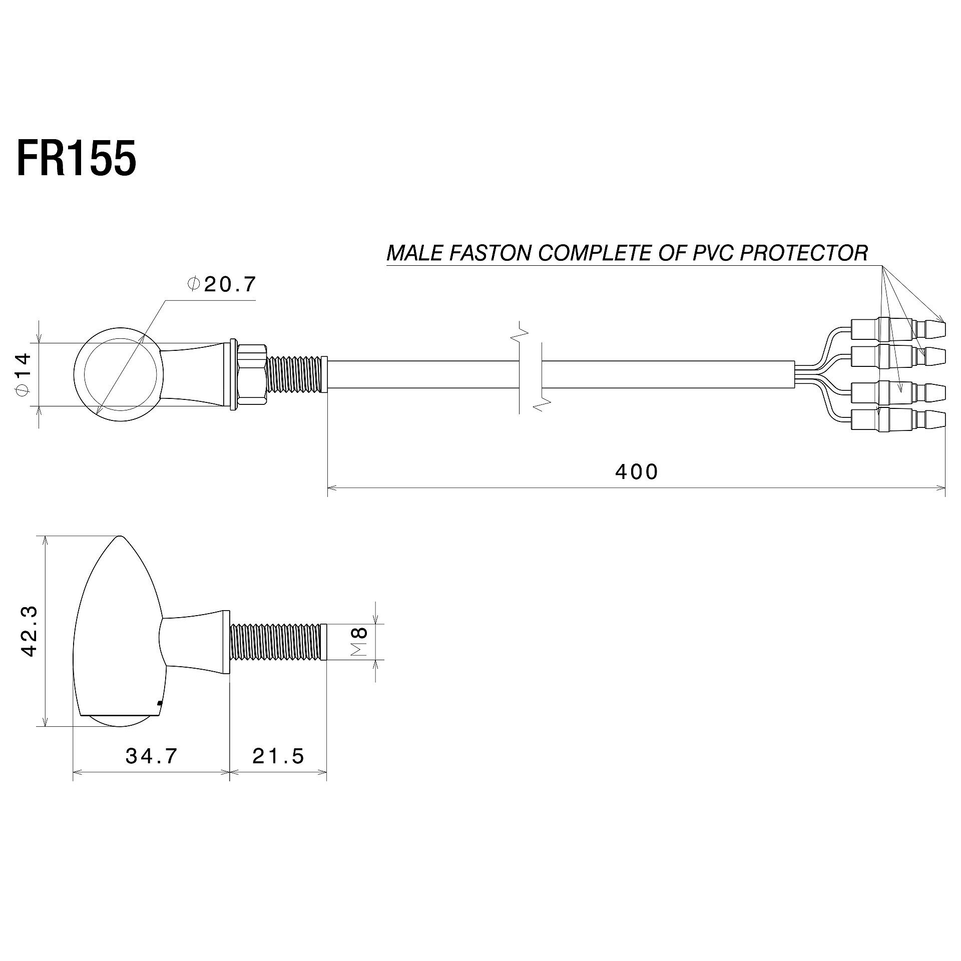 Rizoma-LED Blinker/Rücklicht Club S Alu M8 Ø21mm-5694771020000000