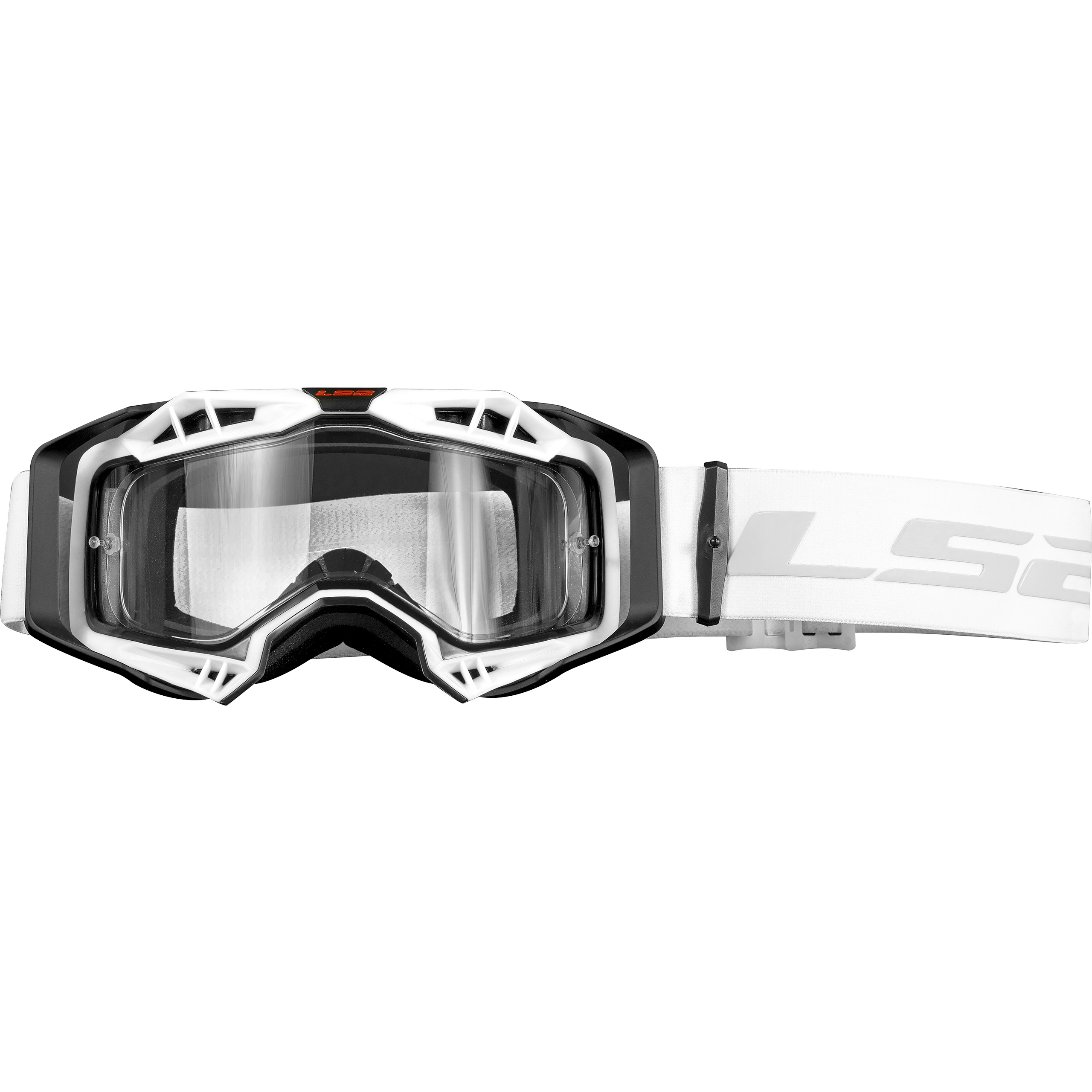 LS2 Aura Enduro Series Crossbr. schwarz/weiß m. klarer Scheibe - Helme & Brillen - Brillen