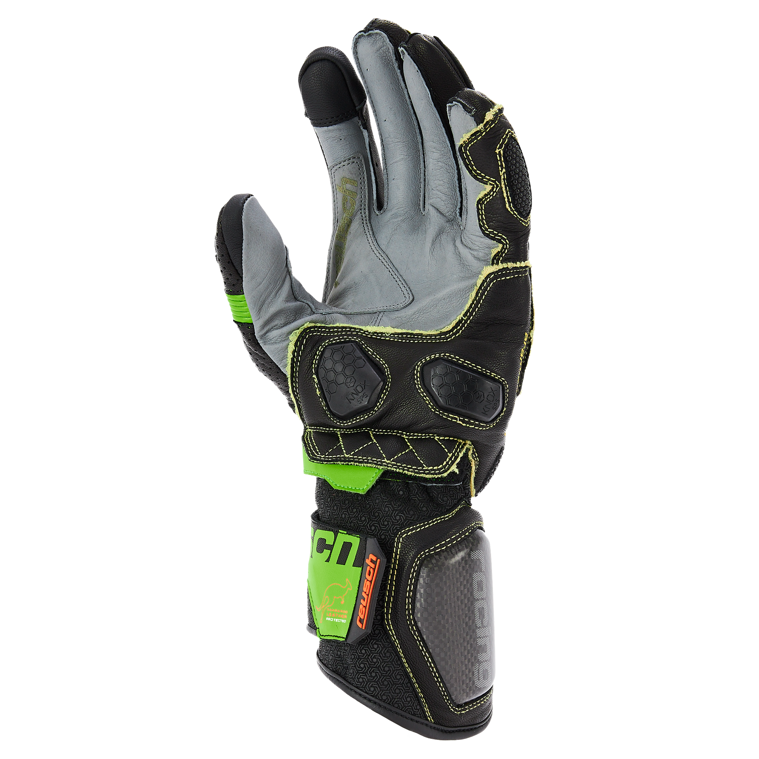 Reusch-Race Rider Lederhandschuh lang schwarz/grün-0001015006073