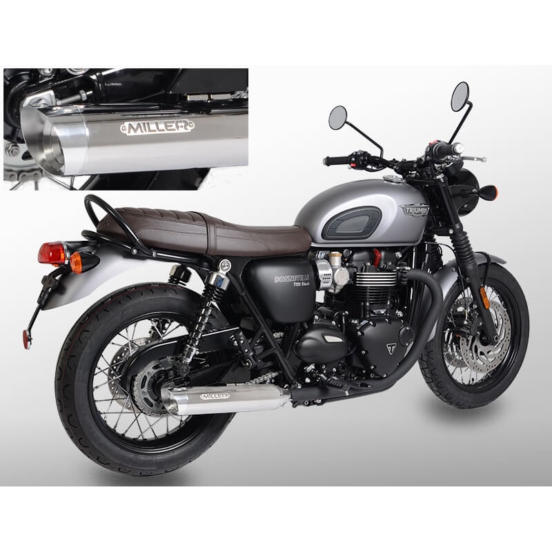 Miller Exhaust Auspuff SlashCut poliert für Triumph Bonneville T100 17-20