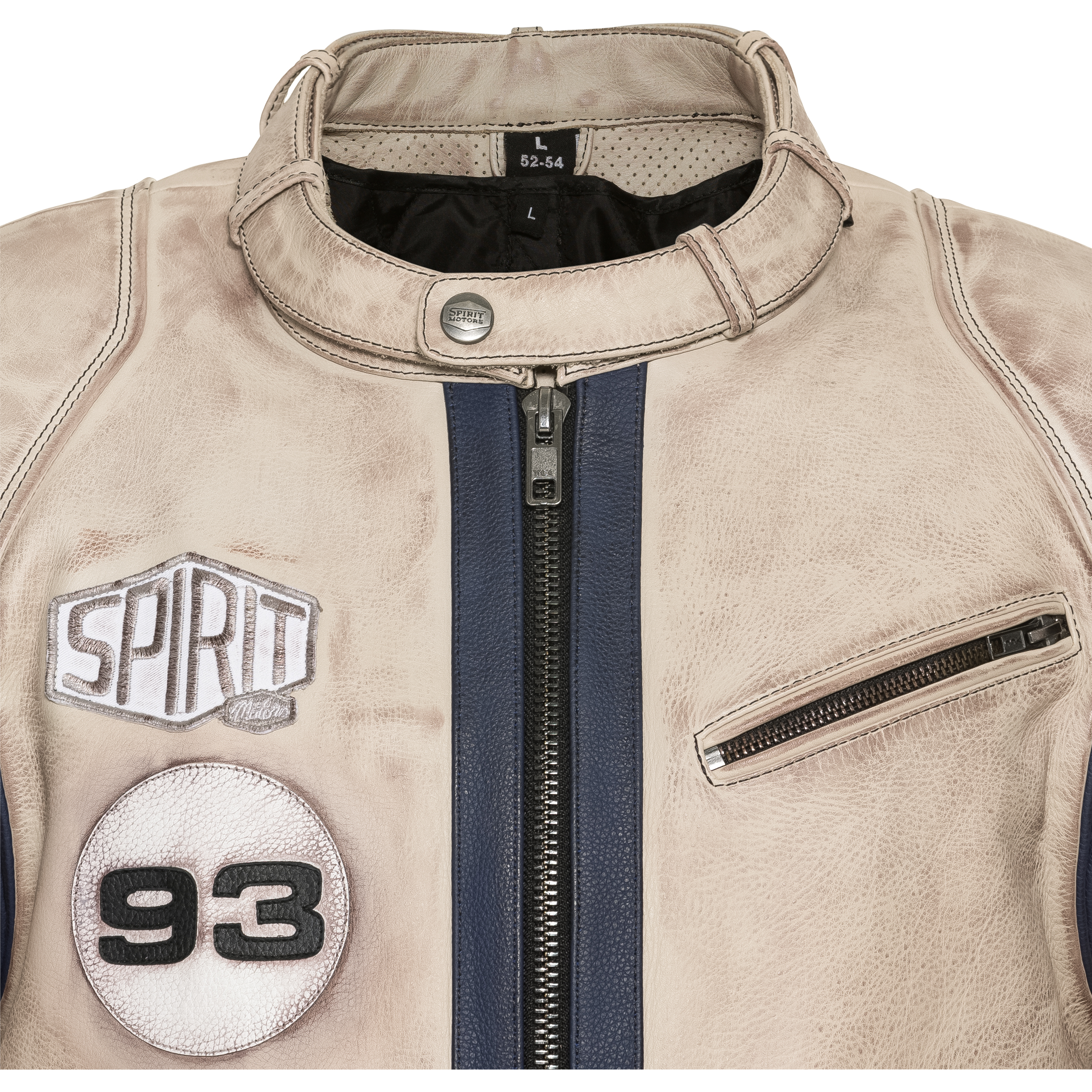 Spirit Motors-Klassik Lederjacke 4.0 weiß/rot/blau L-1005791999005010
