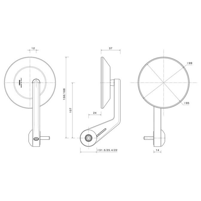 Rizoma-Lenkerendenspiegel M6 Eccentrico BS147 Ø95mm-0000862112000000