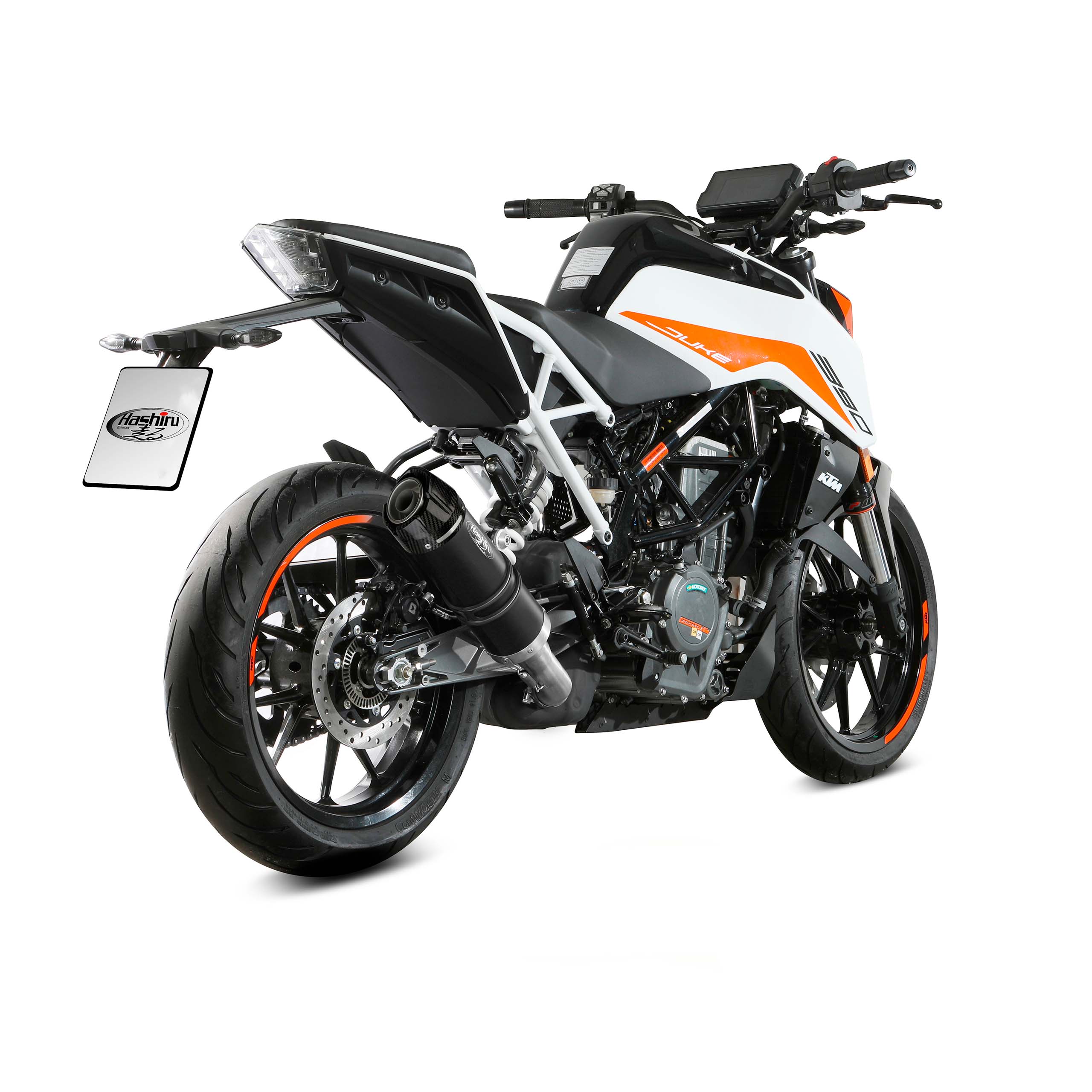 Hashiru Auspuff ST06 schwarz/carbon für KTM Duke 125/390 2021-2023 - Motorradteile & Ersatzteile - Auspuff