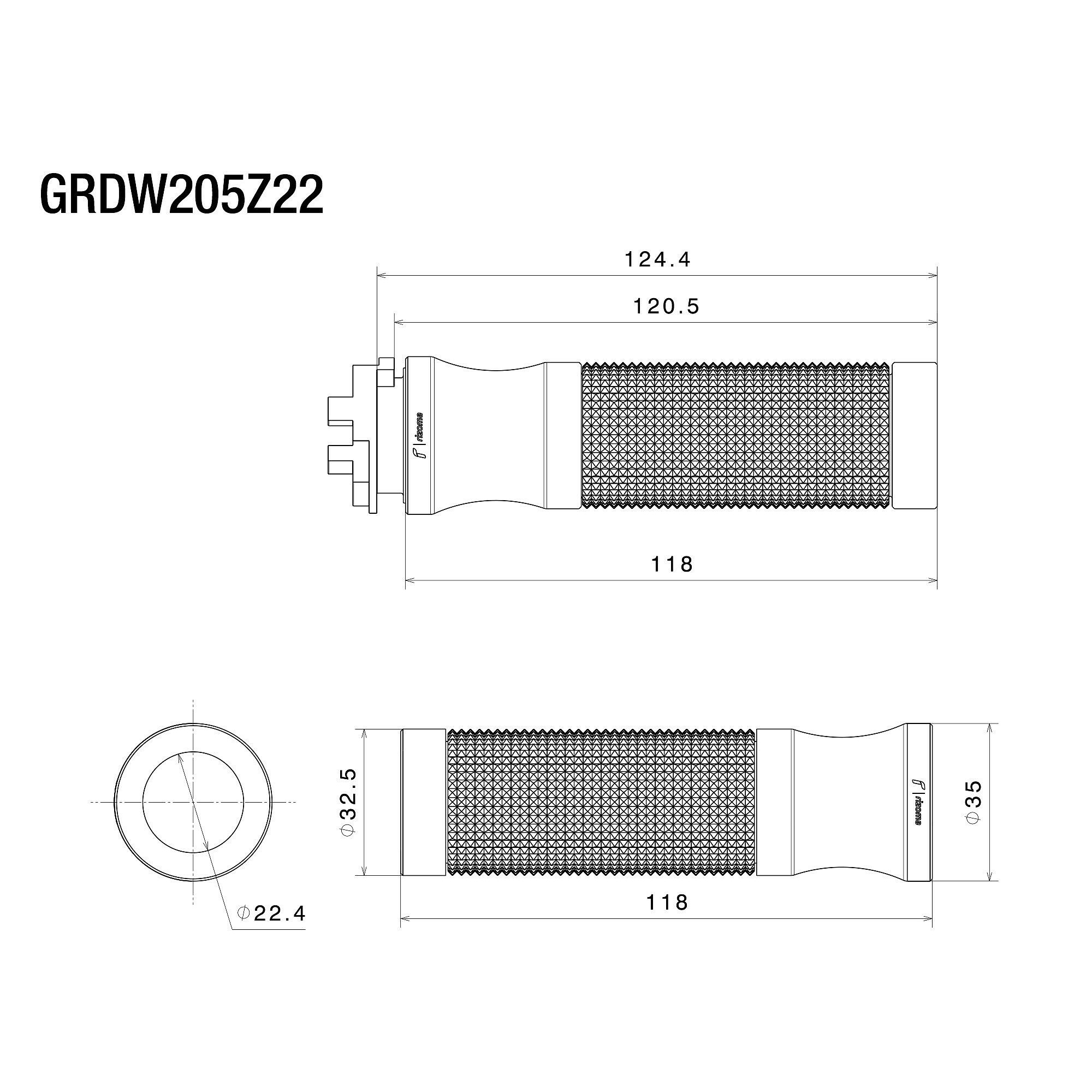 Rizoma-Lenkergriffe Sport Ride by Wire für 22mm GRDW205Z22B schwarz-5708051339001000
