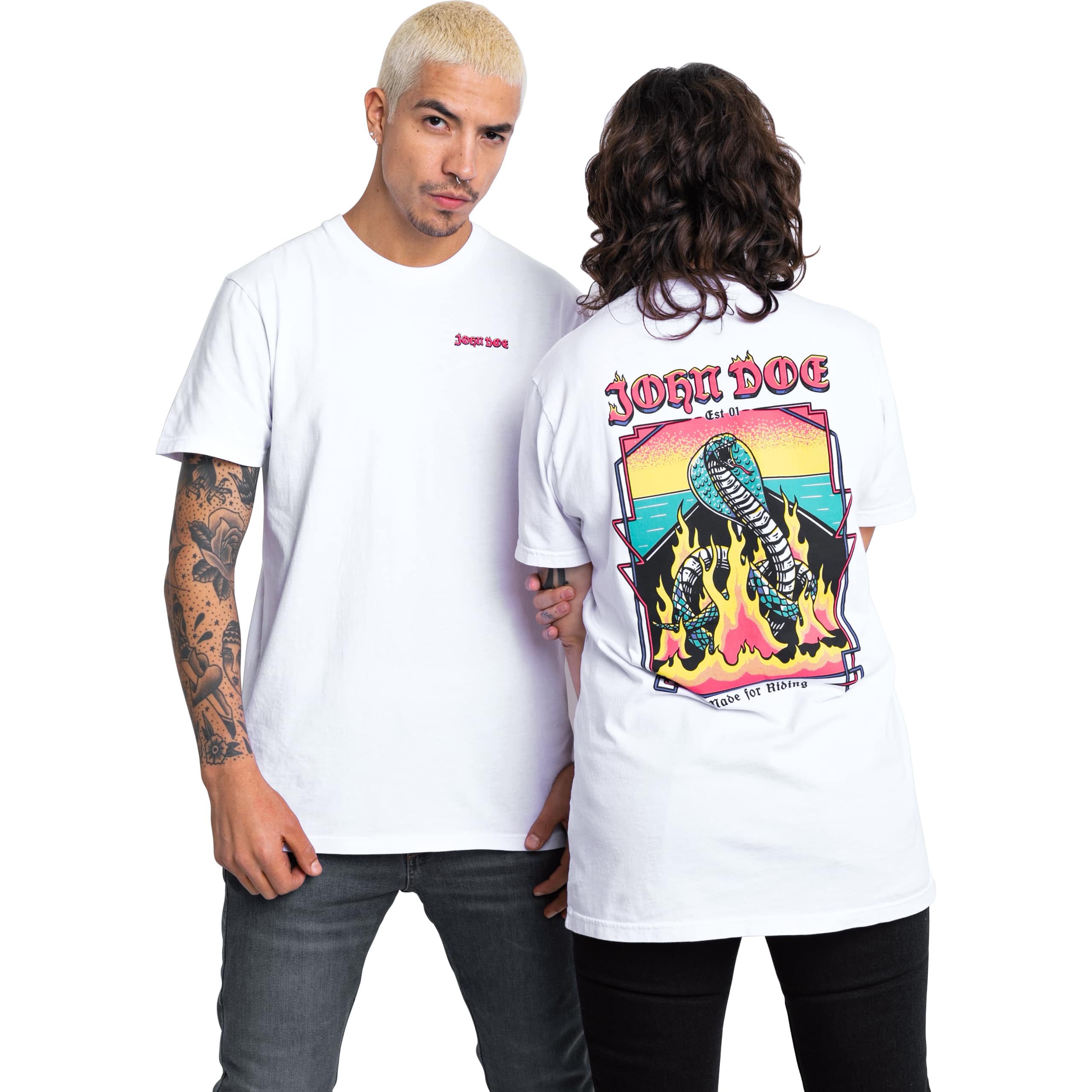 John Doe-T-Shirt Snake On Fire weiß-8021081999004