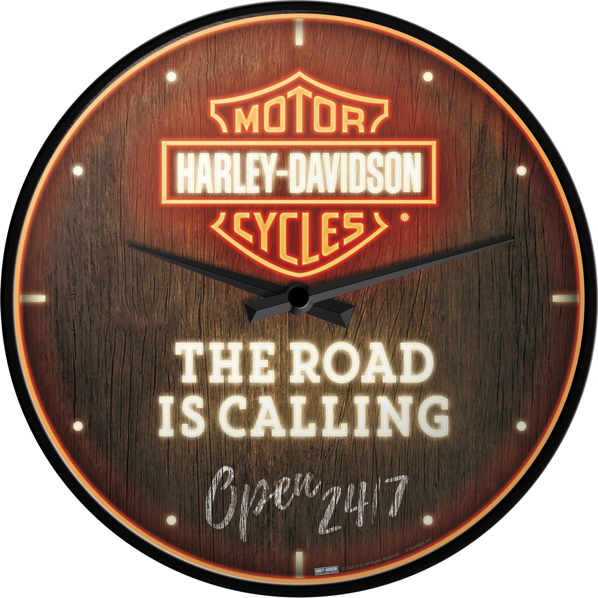 Nostalgic-Art Wanduhr Harley-Davidson - Road is Calling Neon - Motorradzubehör - Geschenkideen