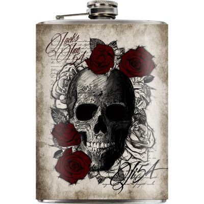 Jack's Inn 54 flask Skull'n Roses