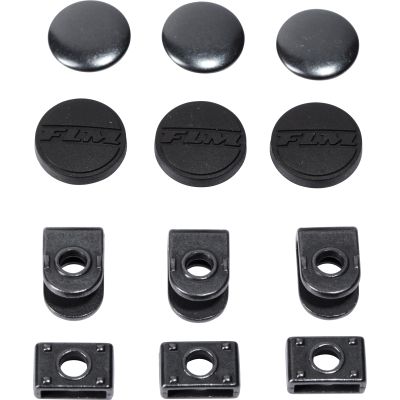 FLM black leather pants button with hook (rubber) 16 mm