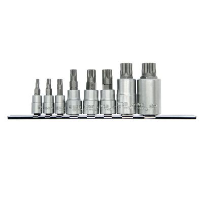 WGB 1/4+3/8+1/2 socket wrench inserts, 8 pcs, with Xzn bit-E