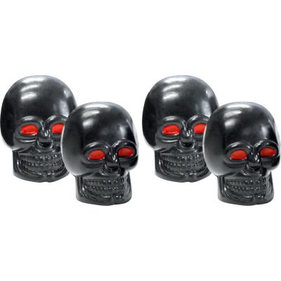 FOLIATEC tire valve caps Skull black with red eyes 4-pack